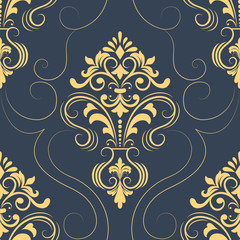Vector damask seamless pattern element. Classical luxury old fashioned damask ornament, royal victorian seamless texture for wallpapers, textile, wrapping. Exquisite floral baroque template.