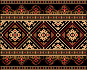 Vector illustration of Ukrainian folk seamless pattern ornament. Ethnic ornament. Border element. Traditional Ukrainian, Belarusian folk art knitted embroidery pattern - Vyshyvanka