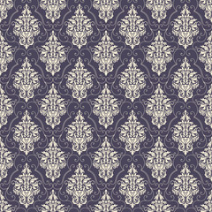 Vector damask seamless pattern background. Classical luxury old fashioned damask ornament, royal victorian seamless texture for wallpapers, textile, wrapping. Exquisite floral baroque template.