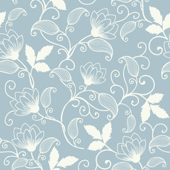 Fototapeta premium Vector flower seamless pattern element. Elegant texture for backgrounds. Classical luxury old fashioned floral ornament, seamless texture for wallpapers, textile, wrapping.