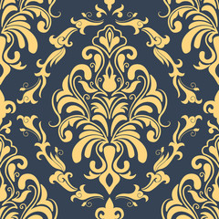 Vector damask seamless pattern element. Classical luxury old fashioned damask ornament, royal victorian seamless texture for wallpapers, textile, wrapping. Exquisite floral baroque template.