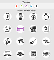 pawn shop icon set