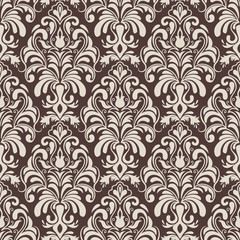 Vector damask seamless pattern background. Classical luxury old fashioned damask ornament, royal victorian seamless texture for wallpapers, textile, wrapping. Exquisite floral baroque template.