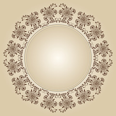 Vector ornamental round lace with damask and arabesque elements. Mehndi style. Orient traditional ornament. Zentangle-like round colored floral ornament.