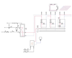 A diagram of the gas boiler. Project contour vector