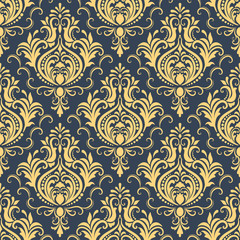 Vector damask seamless pattern background. Classical luxury old fashioned damask ornament, royal victorian seamless texture for wallpapers, textile, wrapping. Exquisite floral baroque template.