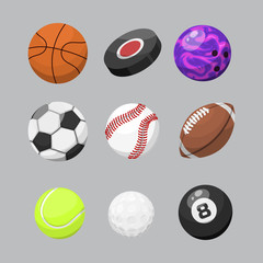 Fototapeta premium Sport balls isolated tournament win round basket soccer equipment and recreation leather group traditional different design vector illustration.