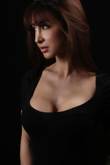Portrait of a beautiful woman with a big chest