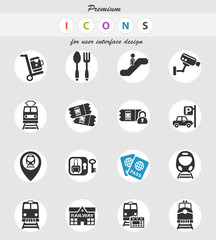 railway station icon set