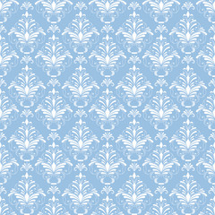 Vector damask seamless pattern background. Classical luxury old fashioned damask ornament, royal victorian seamless texture for wallpapers, textile, wrapping. Exquisite floral baroque template.