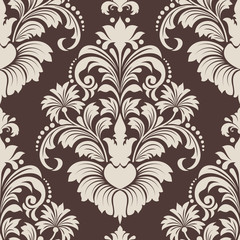 Vector damask seamless pattern element. Classical luxury old fashioned damask ornament, royal victorian seamless texture for wallpapers, textile, wrapping. Exquisite floral baroque template.
