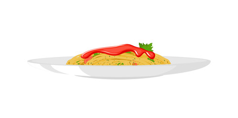 Italian spaghetti pasta with tomato sauce