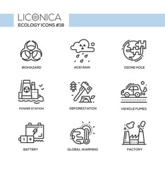 Fototapeta premium Ecology - black and white modern single line icons set
