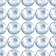 Seamless pattern with pearls. Watercolor illustration. Jewelry background 27