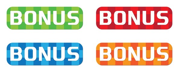 BONUS text, on rectangle, zig zag pattern stamp sign.