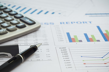 Naklejka na ściany i meble Business report financial accounting graphs analysis
