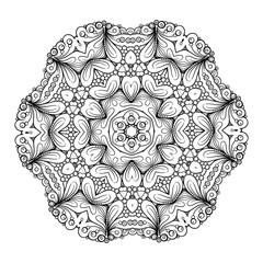 Vector abstract ethnic black and white mandala pattern