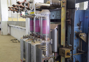 Vacuum high voltage switch. Electrical equipment of the pumping