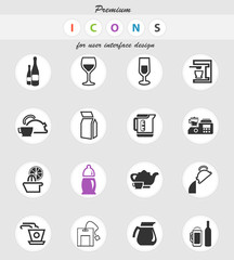 utensils for beverages icon set