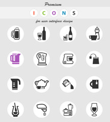 utensils for beverages icon set