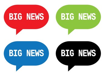BIG NEWS text, on rectangle speech bubble sign.