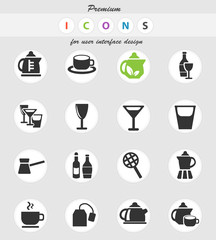 utensils for beverages icon set