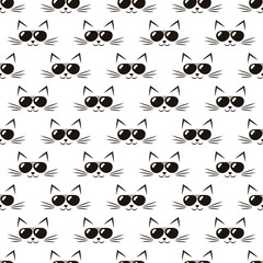 pattern with cute cats with black sunglasses