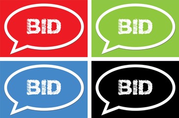 BID text, on ellipse speech bubble sign.