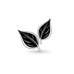 Isolated black leaf. Floral element for design