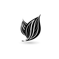 Isolated black leaf. Element for design. Illustration.