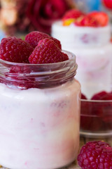 Raspberry with homemade yogurt