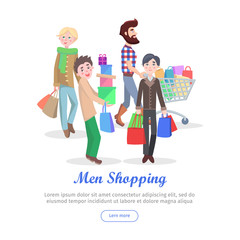 Men Shopping Conceptual Flat Vector Web Banner