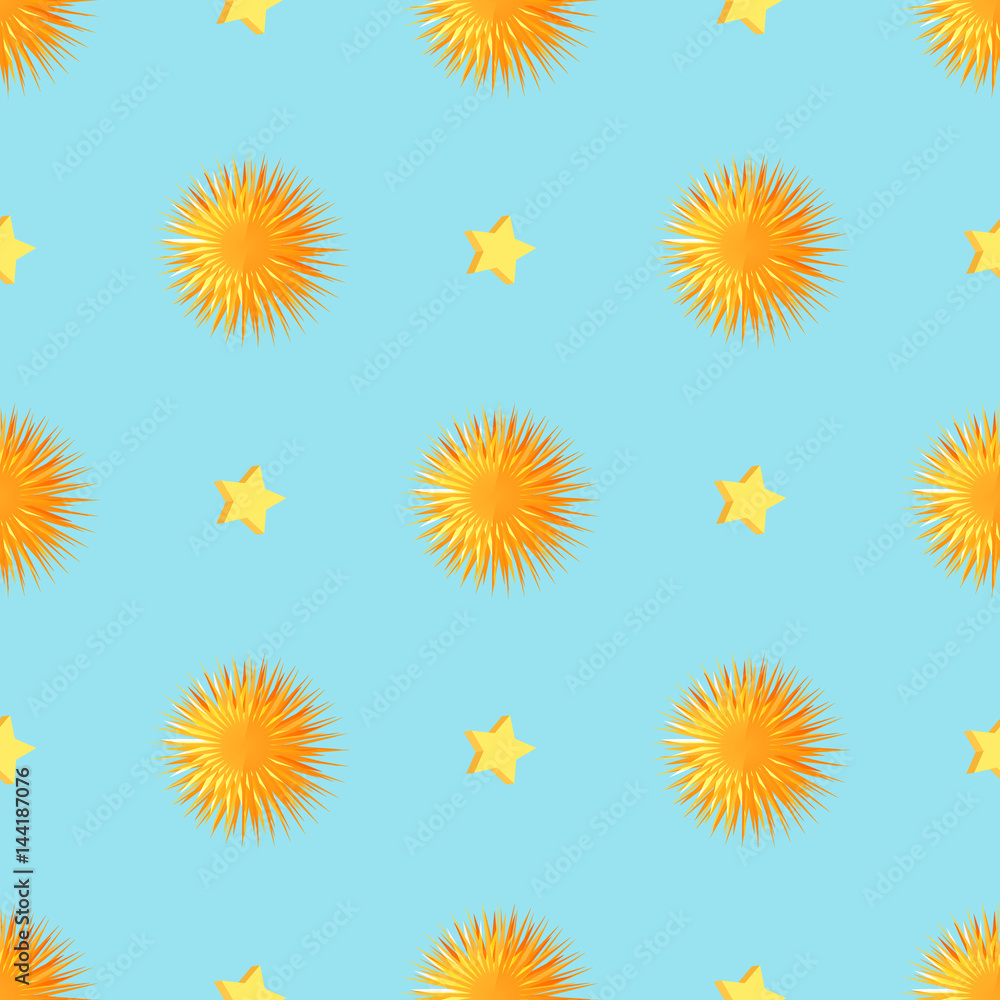 Poster urchins with starts seamless pattern vector