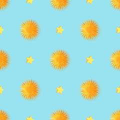 Urchins with Starts Seamless Pattern Vector