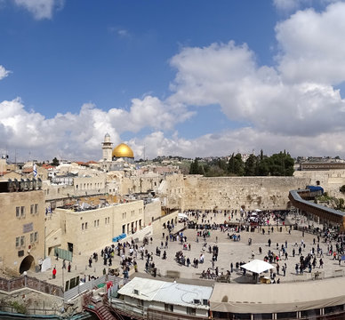 Panorama Klagemauer Jerusalem mit Tempelberg und Felsendom