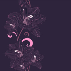 Seamless hand-drawing floral background with flower lily