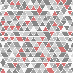 Geometric vector pattern with red and gray triangles. Geometric modern ornament. Seamless abstract background