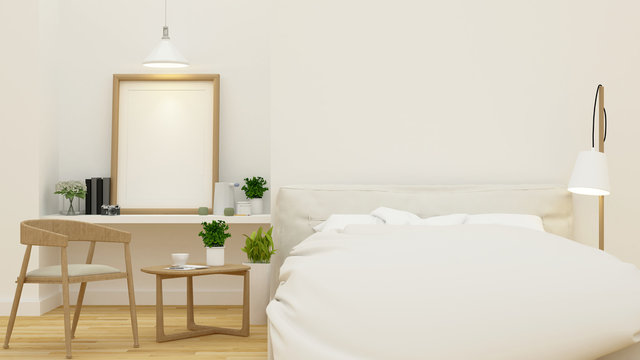 Bedroom for home or hotel and apartment- 3D Rendering