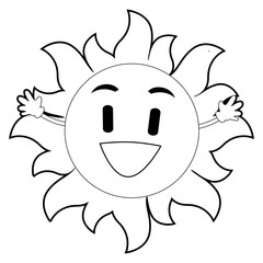 Coloring Book Outlined Sun Mascot