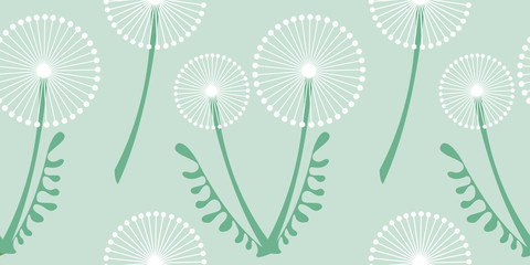Seamless vector pattern with flowers. Floral background with dandelions. Graphic design, drawn illustration Print for wrapping, wallpaper, decoration, surface