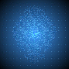 Abstract vector mesh background. Chaotically connected points and polygons flying in space. Flying debris. Futuristic technology style card. Lines, points, circles and planes. Futuristic design.