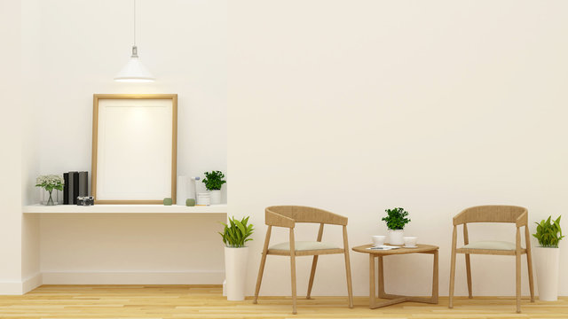 Living room or Coffee shop- 3D Rendering