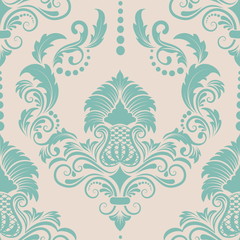 Vector damask seamless pattern element. Classical luxury old fashioned damask ornament, royal victorian seamless texture for wallpapers, textile, wrapping. Exquisite floral baroque template.