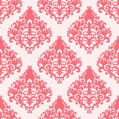 Vector damask seamless pattern background. Classical luxury old fashioned damask ornament, royal victorian seamless texture for wallpapers, textile, wrapping. Exquisite floral baroque template.