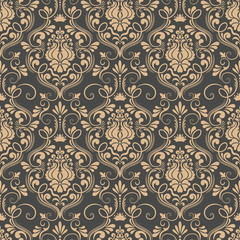 Vector damask seamless pattern background. Classical luxury old fashioned damask ornament, royal victorian seamless texture for wallpapers, textile, wrapping. Exquisite floral baroque template.