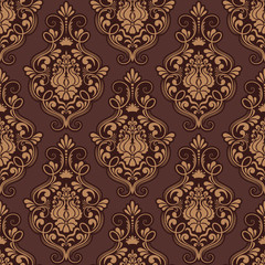 Vector damask seamless pattern background. Classical luxury old fashioned damask ornament, royal victorian seamless texture for wallpapers, textile, wrapping. Exquisite floral baroque template.