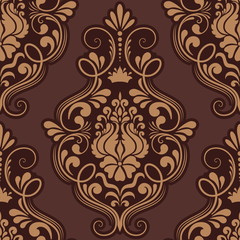 Vector damask seamless pattern element. Classical luxury old fashioned damask ornament, royal victorian seamless texture for wallpapers, textile, wrapping. Exquisite floral baroque template.