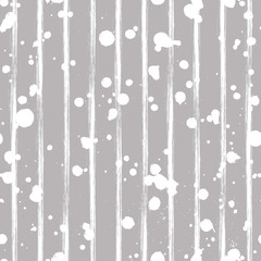 Vector seamless pattern, gray tile with inc splash, blots, smudge and brush strokes. Grunge endless template for web background, prints, wallpaper, surface, wrapping, repeat elements for design.