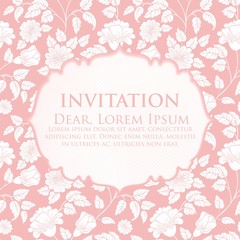 Wedding invitation and announcement card with floral background artwork. Elegant ornate floral background. Floral background and elegant flower elements. Design template.