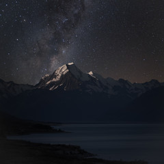 Mount Cook at night with Milky Way